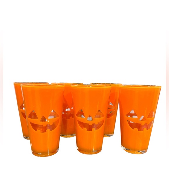 🦋6 Halloween Plastic Tall Tumbler Halloween Glasses Pumpkin jack-o'-lantern face - Picture 4 of 4